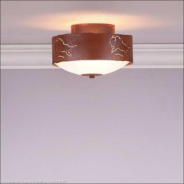 Avalanche Ranch Ridgemont-Bison A47939-02 Ceiling Light - Rust Patina