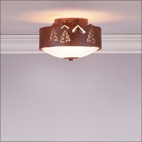 Avalanche Ranch Ridgemont-Mountain-Pine Cutout A47945-02 Ceiling Light - Rust Patina