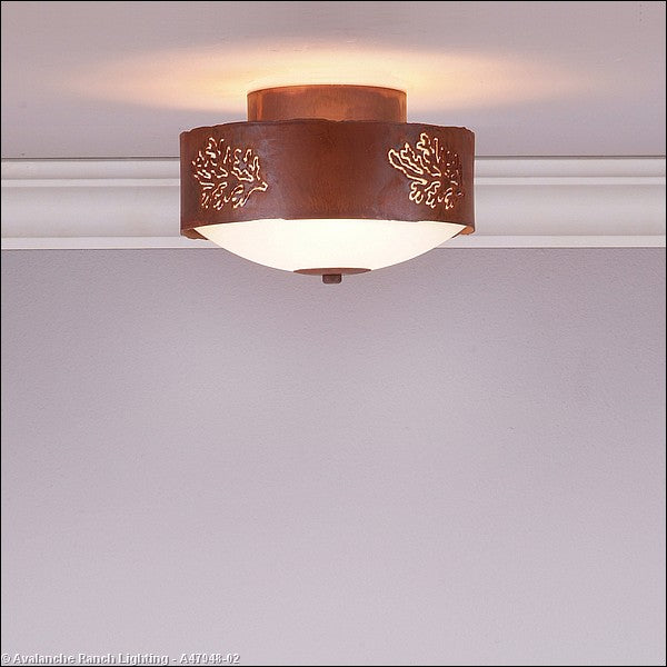 Avalanche Ranch Ridgemont-Cedar Bough Cutout A47948-02 Ceiling Light - Rust Patina