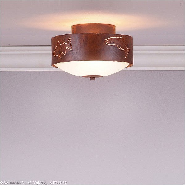 Avalanche Ranch Ridgemont-Fish Cutout A47962-02 Ceiling Light - Rust Patina