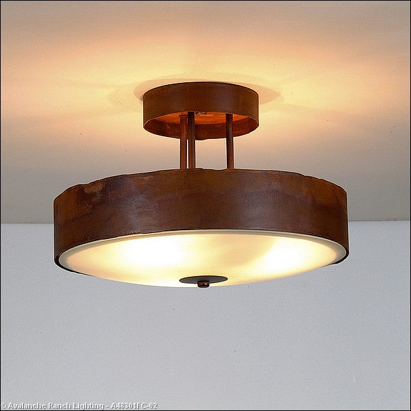 Avalanche Ranch Crestline-Rustic Plain A48301FC-02 Ceiling Light - Rust Patina