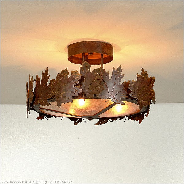 Avalanche Ranch Crestline-Maple Leaf A48305AM-02 Ceiling Light - Rust Patina