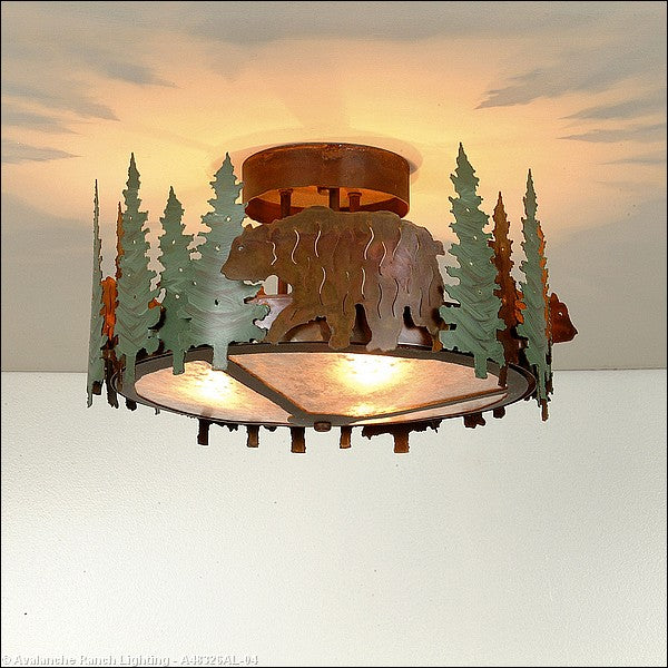 Avalanche Ranch Crestline-Bear A48326AL-04 Ceiling Light - Pine Green/Rust Patina