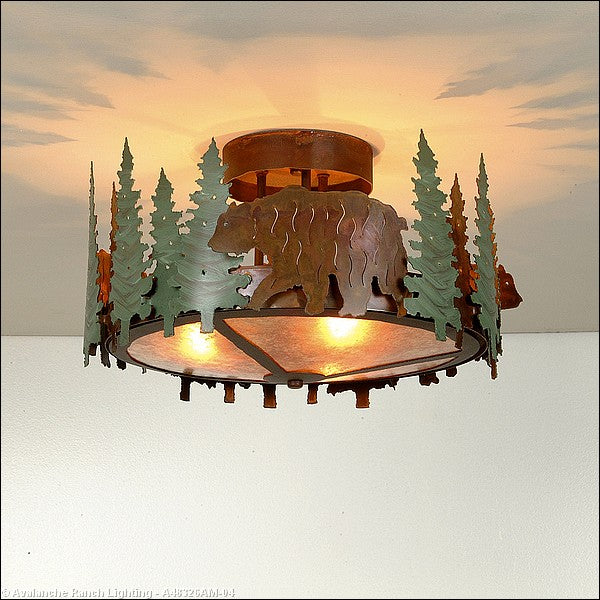 Avalanche Ranch Crestline-Bear A48326AM-04 Ceiling Light - Pine Green/Rust Patina