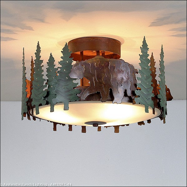 Avalanche Ranch Crestline-Bear A48326FC-04 Ceiling Light - Pine Green/Rust Patina