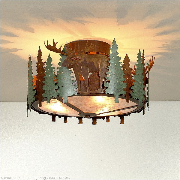 Avalanche Ranch Crestline-Moose A48328AL-04 Ceiling Light - Pine Green/Rust Patina