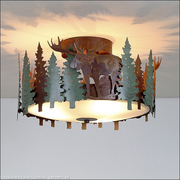 Avalanche Ranch Crestline-Moose A48328FC-04 Ceiling Light - Pine Green/Rust Patina