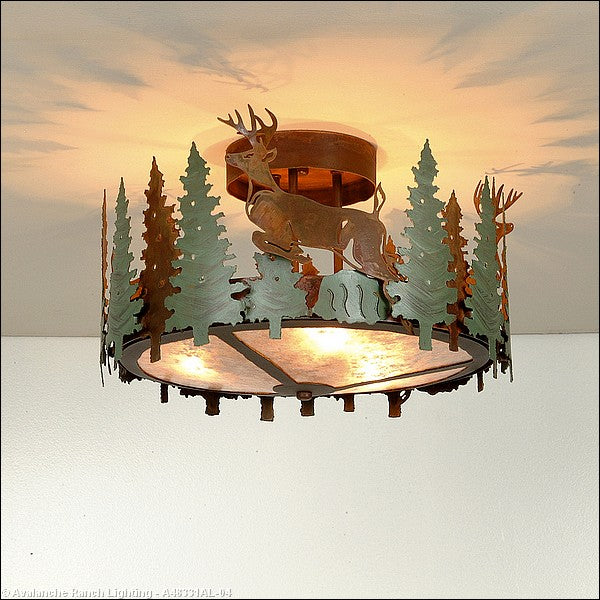 Avalanche Ranch Crestline-Deer A48331AL-04 Ceiling Light - Pine Green/Rust Patina