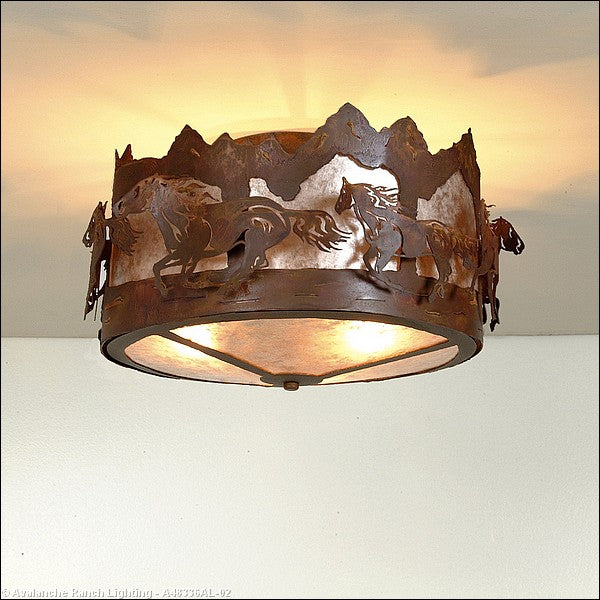 Avalanche Ranch Crestline-Horse-Mountain A48336AL-02 Ceiling Light - Rust Patina