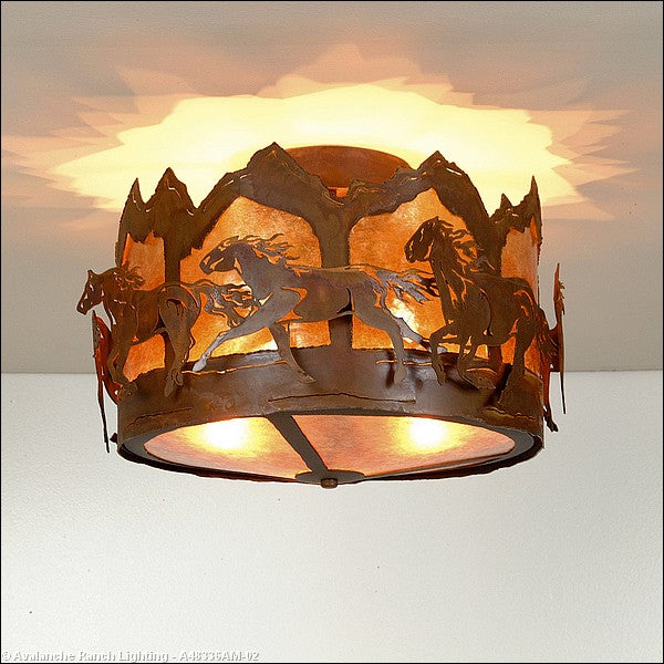 Avalanche Ranch Crestline-Horse-Mountain A48336AM-02 Ceiling Light - Rust Patina