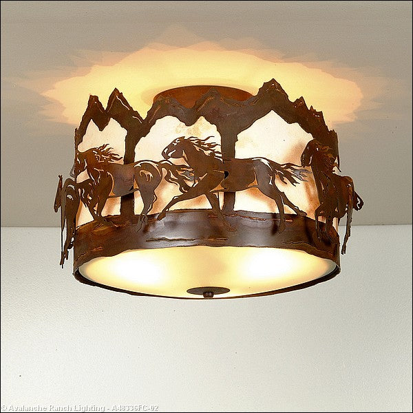 Avalanche Ranch Crestline-Horse-Mountain A48336FC-02 Ceiling Light - Rust Patina