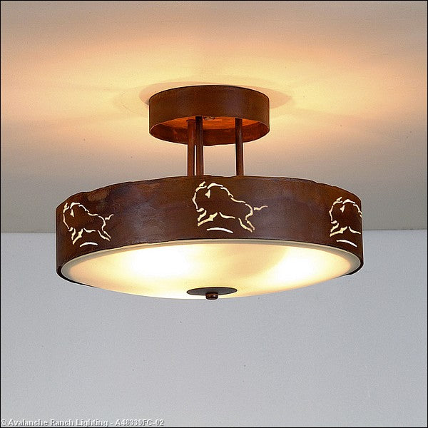 Avalanche Ranch Crestline-Bison A48339FC-02 Ceiling Light - Rust Patina