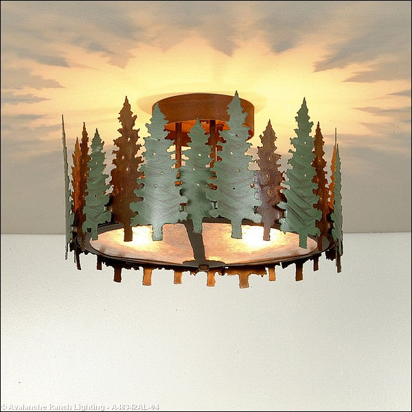 Avalanche Ranch Crestline-Pine Tree A48342AL-04 Ceiling Light - Pine Green/Rust Patina