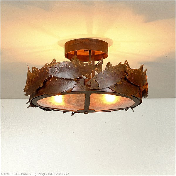 Avalanche Ranch Crestline-Salmon A48361AM-02 Ceiling Light - Rust Patina