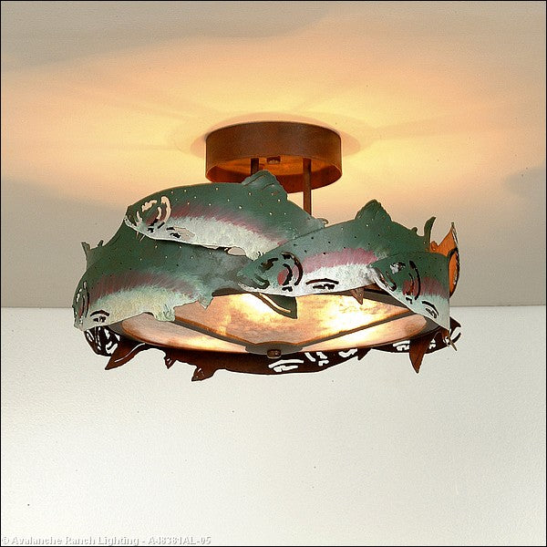 Avalanche Ranch Crestline-Trout A48381AL-05 Ceiling Light - Fish/Rust Patina