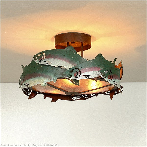 Avalanche Ranch Crestline-Trout A48381AM-05 Ceiling Light - Fish/Rust Patina