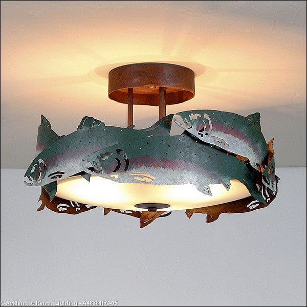 Avalanche Ranch Crestline-Trout A48381FC-05 Ceiling Light - Fish/Rust Patina