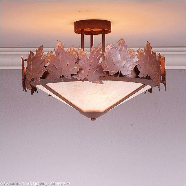 Avalanche Ranch Crestline-Maple Leaf A48505IV-02 Ceiling Light - Rust Patina