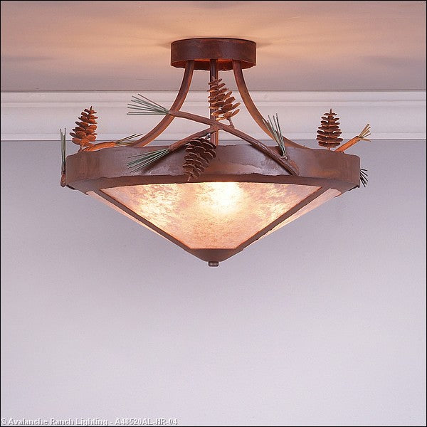 Avalanche Ranch Crestline-Pine Cone A48520AL-HR-04 Ceiling Light - Pine Green/Rust Patina