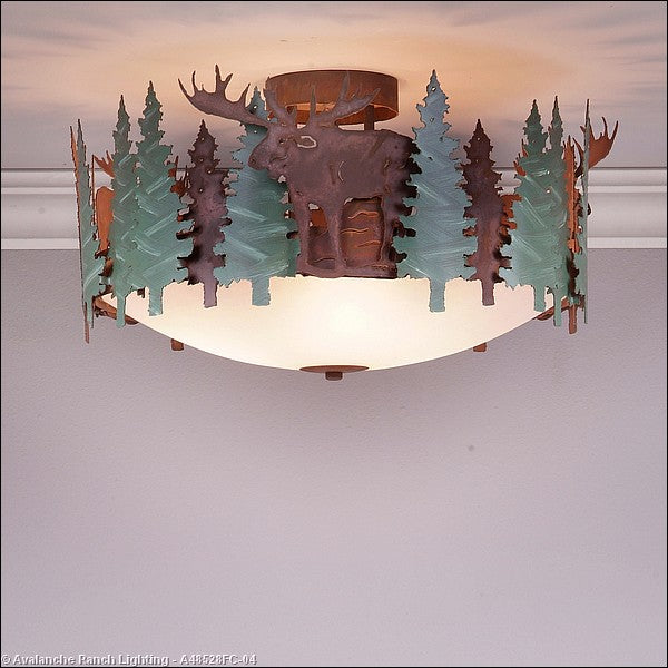 Avalanche Ranch Crestline-Moose A48528FC-04 Ceiling Light - Pine Green/Rust Patina