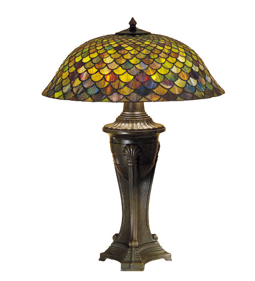 Meyda Tiffany Lighting 31115 Fishscale Three Light Table Lamp Lamp Bronze / Dark