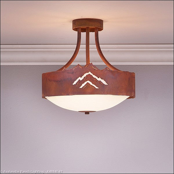 Avalanche Ranch Ridgemont-Mountain Cutout A48841-02 Ceiling Light - Rust Patina