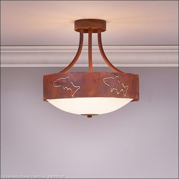 Avalanche Ranch Ridgemont-Fish Cutout A48862-02 Ceiling Light - Rust Patina