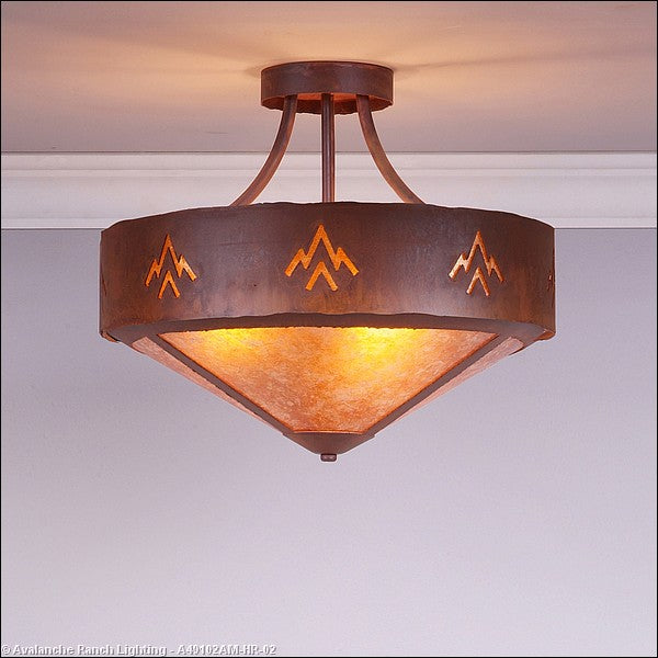 Avalanche Ranch Ridgemont-Deception Pass A49102AM-HR-02 Ceiling Light - Rust Patina