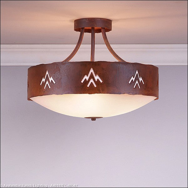 Avalanche Ranch Ridgemont-Deception Pass A49102FC-HR-02 Ceiling Light - Rust Patina
