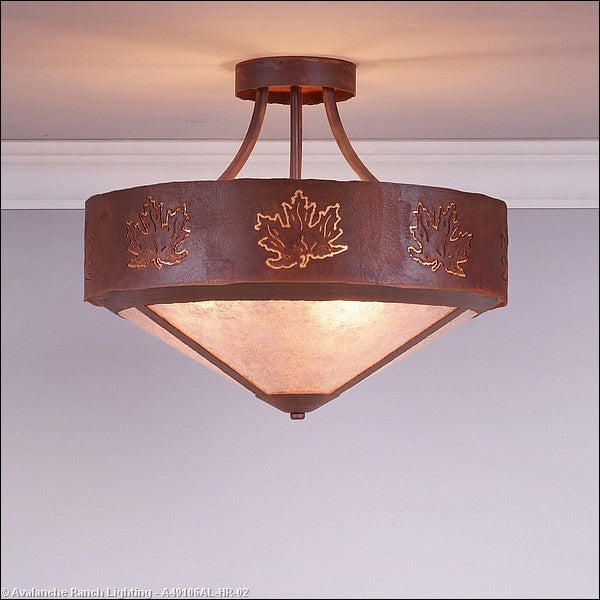 Avalanche Ranch Ridgemont-Maple Cutout A49106AL-HR-02 Ceiling Light - Rust Patina