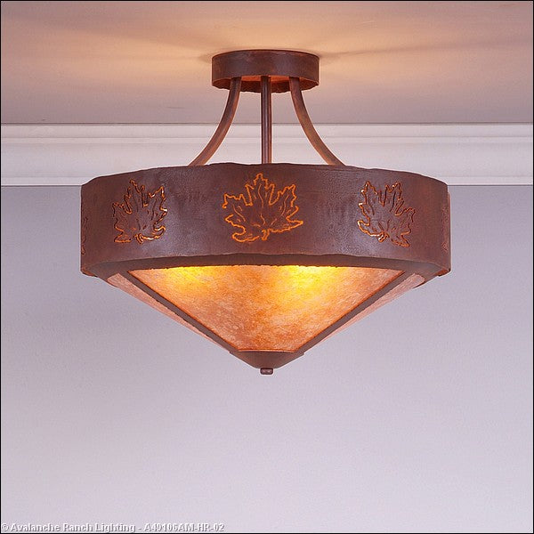 Avalanche Ranch Ridgemont-Maple Cutout A49106AM-HR-02 Ceiling Light - Rust Patina