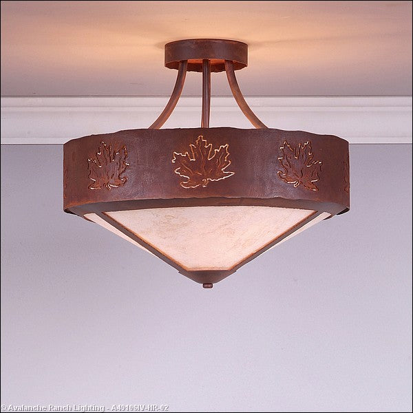 Avalanche Ranch Ridgemont-Maple Cutout A49106IV-HR-02 Ceiling Light - Rust Patina