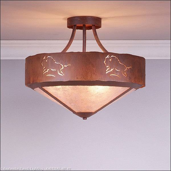 Avalanche Ranch Ridgemont-Bison A49139AL-HR-02 Ceiling Light - Rust Patina