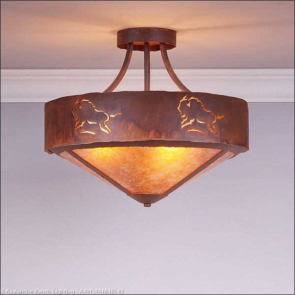 Avalanche Ranch Ridgemont-Bison A49139AM-HR-02 Ceiling Light - Rust Patina