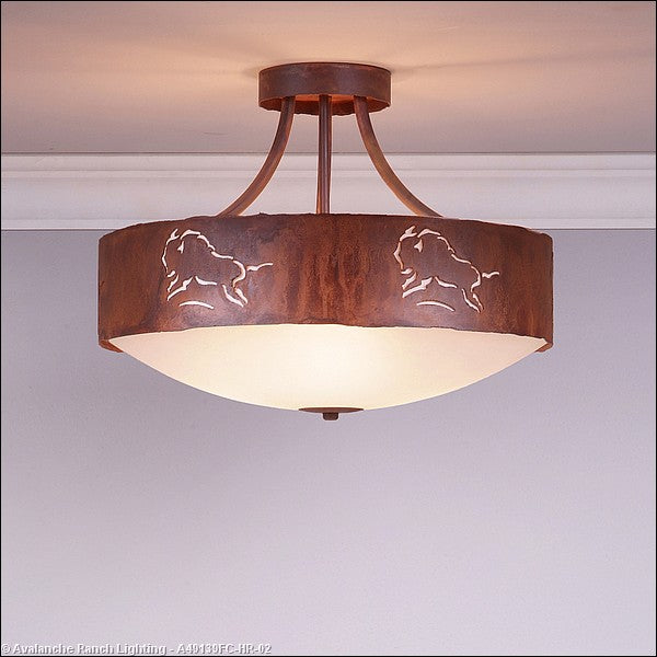 Avalanche Ranch Ridgemont-Bison A49139FC-HR-02 Ceiling Light - Rust Patina