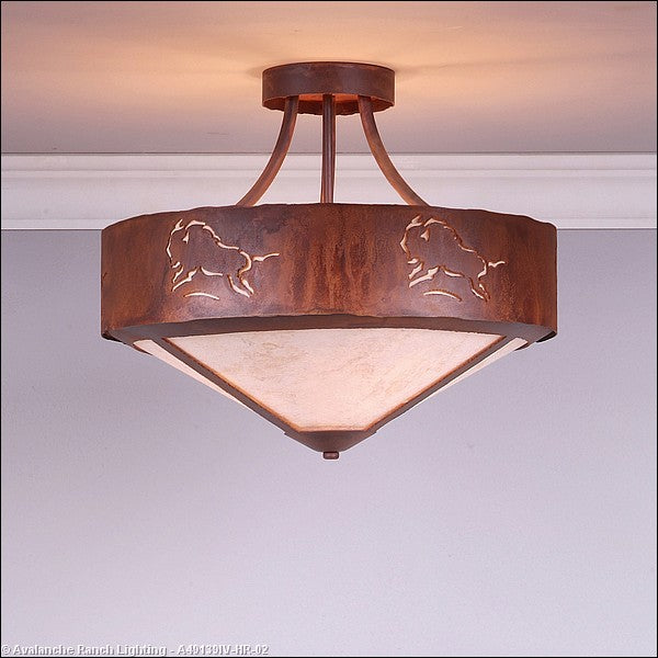 Avalanche Ranch Ridgemont-Bison A49139IV-HR-02 Ceiling Light - Rust Patina