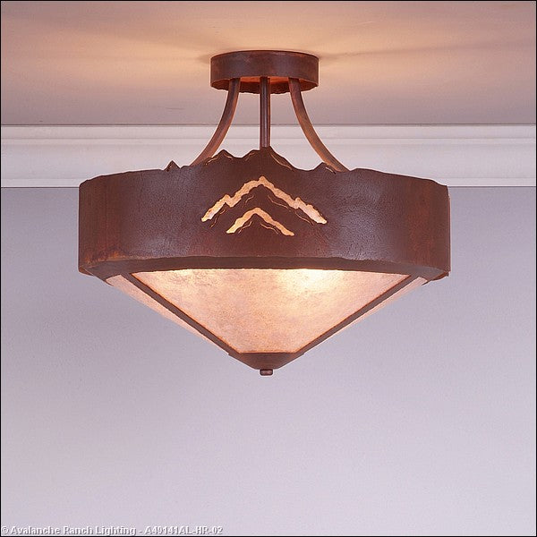 Avalanche Ranch Ridgemont-Mountain Cutout A49141AL-HR-02 Ceiling Light - Rust Patina