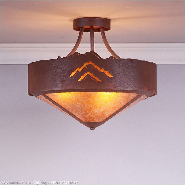Avalanche Ranch Ridgemont-Mountain Cutout A49141AM-HR-02 Ceiling Light - Rust Patina