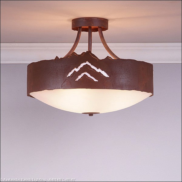 Avalanche Ranch Ridgemont-Mountain Cutout A49141FC-HR-02 Ceiling Light - Rust Patina