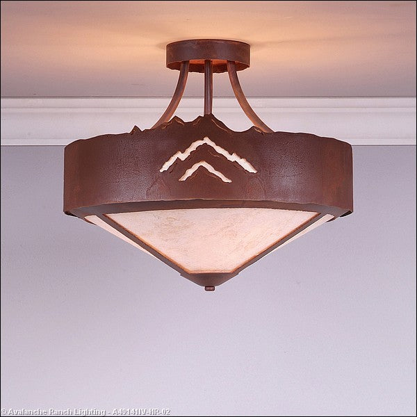 Avalanche Ranch Ridgemont-Mountain Cutout A49141IV-HR-02 Ceiling Light - Rust Patina