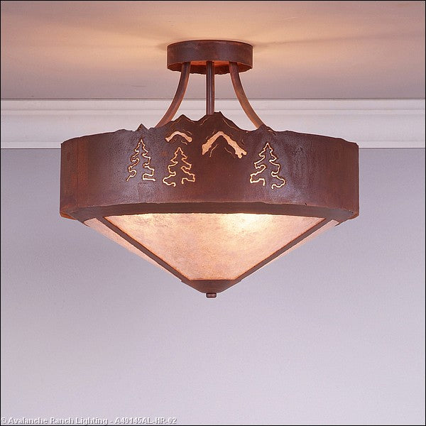 Avalanche Ranch Ridgemont-Mountain-Pine Cutout A49145AL-HR-02 Ceiling Light - Rust Patina
