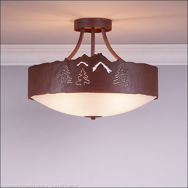 Avalanche Ranch Ridgemont-Mountain-Pine Cutout A49145FC-HR-02 Ceiling Light - Rust Patina