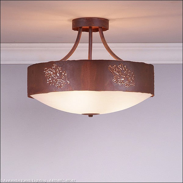 Avalanche Ranch Ridgemont-Cedar Bough Cutout A49148FC-HR-02 Ceiling Light - Rust Patina