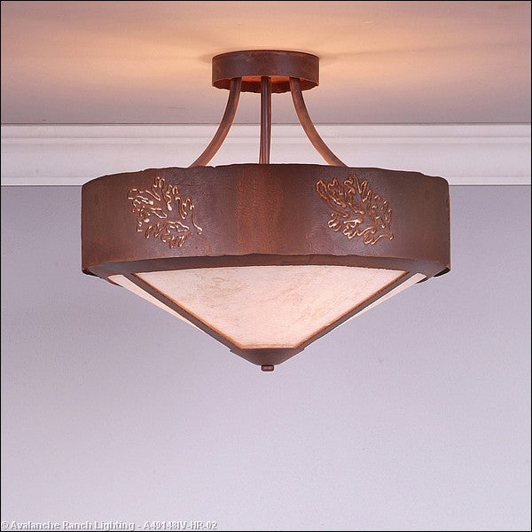 Avalanche Ranch Ridgemont-Cedar Bough Cutout A49148IV-HR-02 Ceiling Light - Rust Patina
