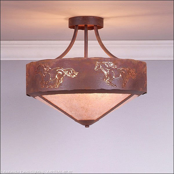 Avalanche Ranch Ridgemont-Horse Cutout A49159AL-HR-02 Ceiling Light - Rust Patina