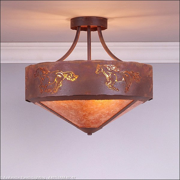 Avalanche Ranch Ridgemont-Horse Cutout A49159AM-HR-02 Ceiling Light - Rust Patina