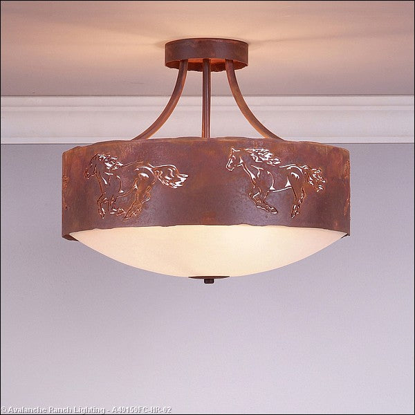 Avalanche Ranch Ridgemont-Horse Cutout A49159FC-HR-02 Ceiling Light - Rust Patina