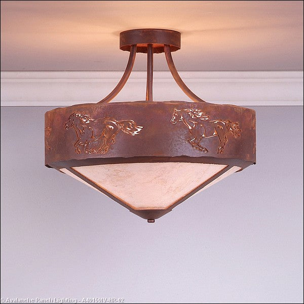 Avalanche Ranch Ridgemont-Horse Cutout A49159IV-HR-02 Ceiling Light - Rust Patina