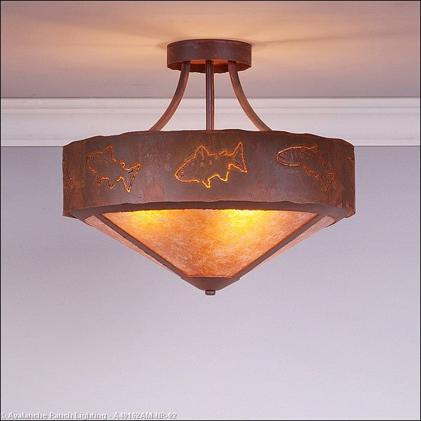 Avalanche Ranch Ridgemont-Fish Cutout A49162AM-HR-02 Ceiling Light - Rust Patina