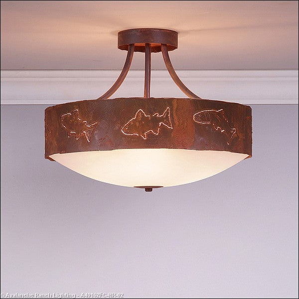 Avalanche Ranch Ridgemont-Fish Cutout A49162FC-HR-02 Ceiling Light - Rust Patina